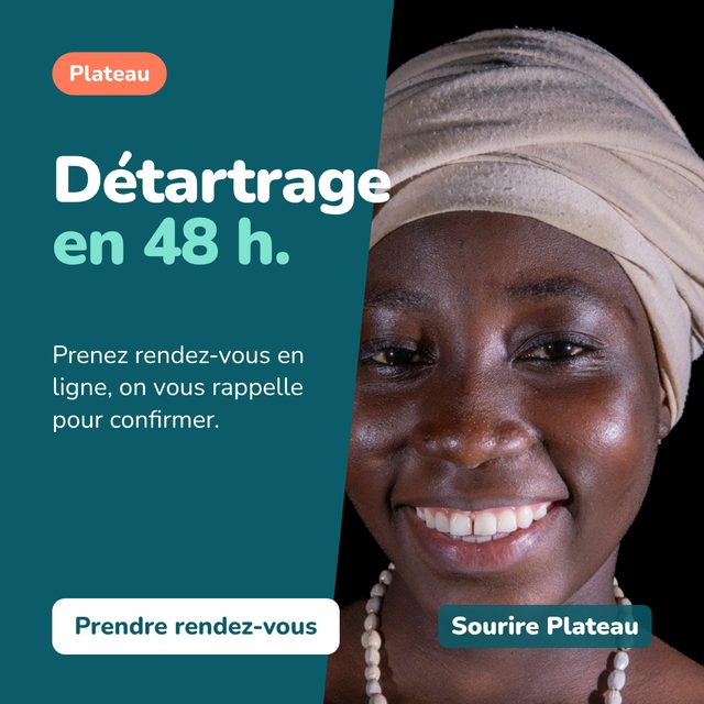 Visuel « Détartrage en 48 h » du cabinet fictif Sourire Plateau